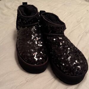 UGG Black Sequin Ankle Boots
